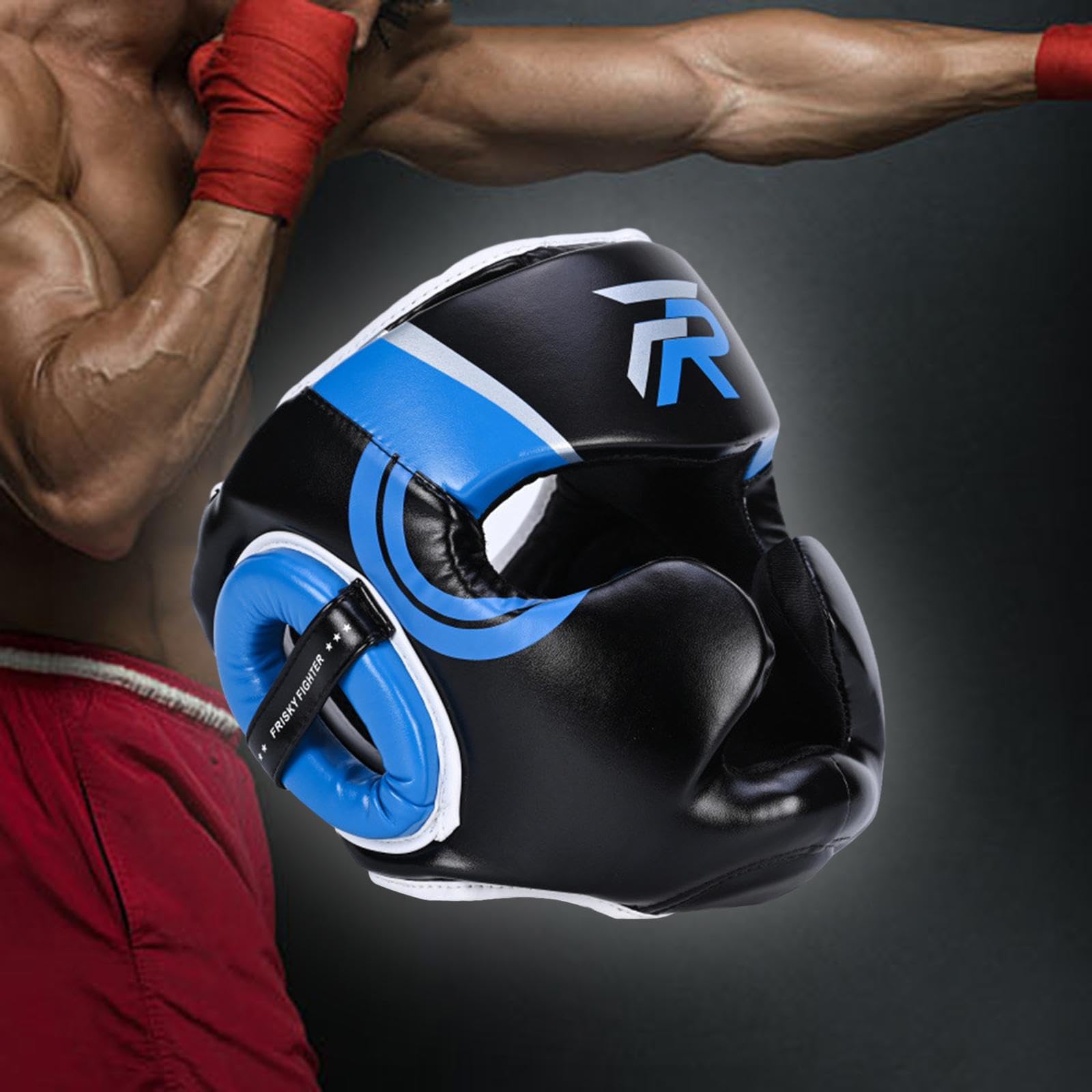 Fonowx Casco de Boxeo Escudo Facial Ajustable Acolchado Transpirable Protección Suave para la Cabeza Deportes Equipo para la Cabeza para Karate Sparring, púrpura, l