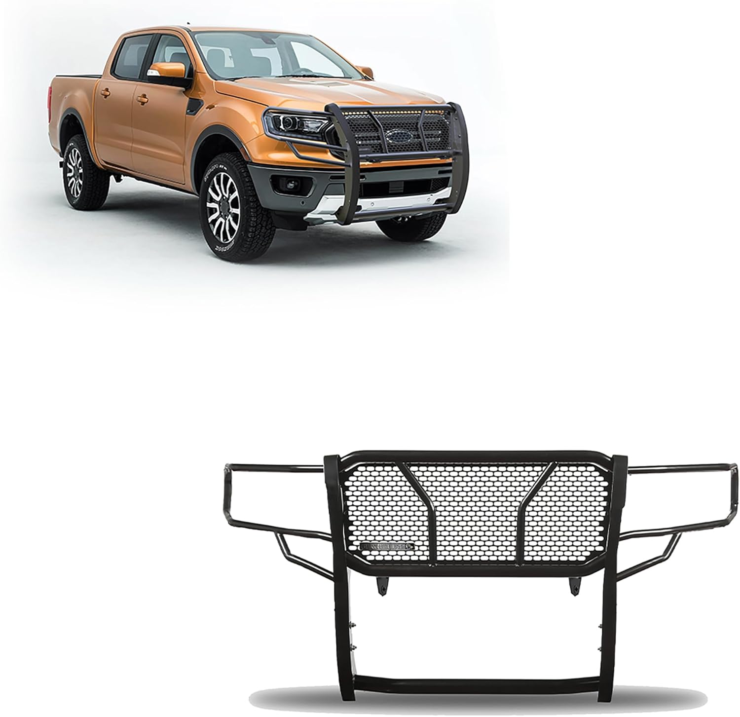 Black Horse RUGGED Heavy Duty Grille Brush Bumper Guard Modular Black Compatible with 2019-2023 Ford Ranger-RU-FORA19-B