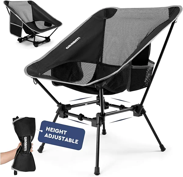 Oragati Folding Camping Chairs, Lightweight Backpacking Chair in Compact Design for Camp, Beach, Hiking, Outdoors, Black
