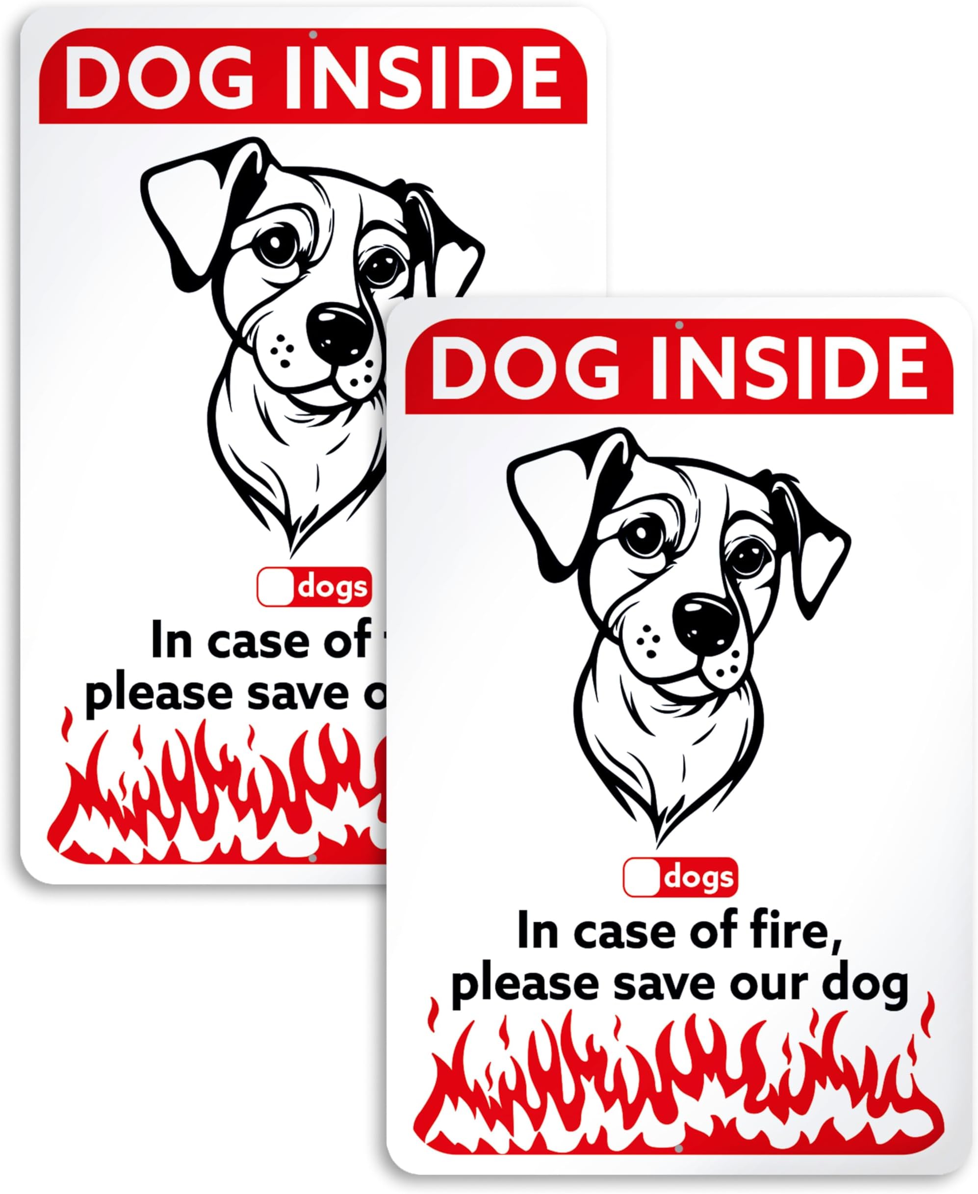 2PC Dog Inside - In Case of Fire Please Save Our Dog - 10x7 My Pet is Home Al...