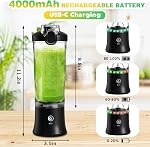 Bouteilles de mélange portatifs pour smoothies et shakes, 20 Mélangeurs Oz personnels pour lissage avec manches isolées, 6 Blades, lis de voyage, USB Remboursé - Mini Petit mélangeur pour cuisine