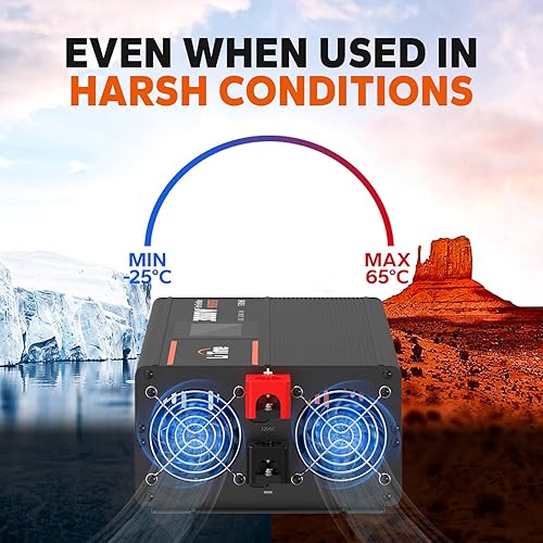 Miniatura 5 de LiTime Inversor de onda sinusoidal pura de 3000 W, convertidor de 12 V CC a 120 V CA con control remoto para RV, camping, inversor de energía solar