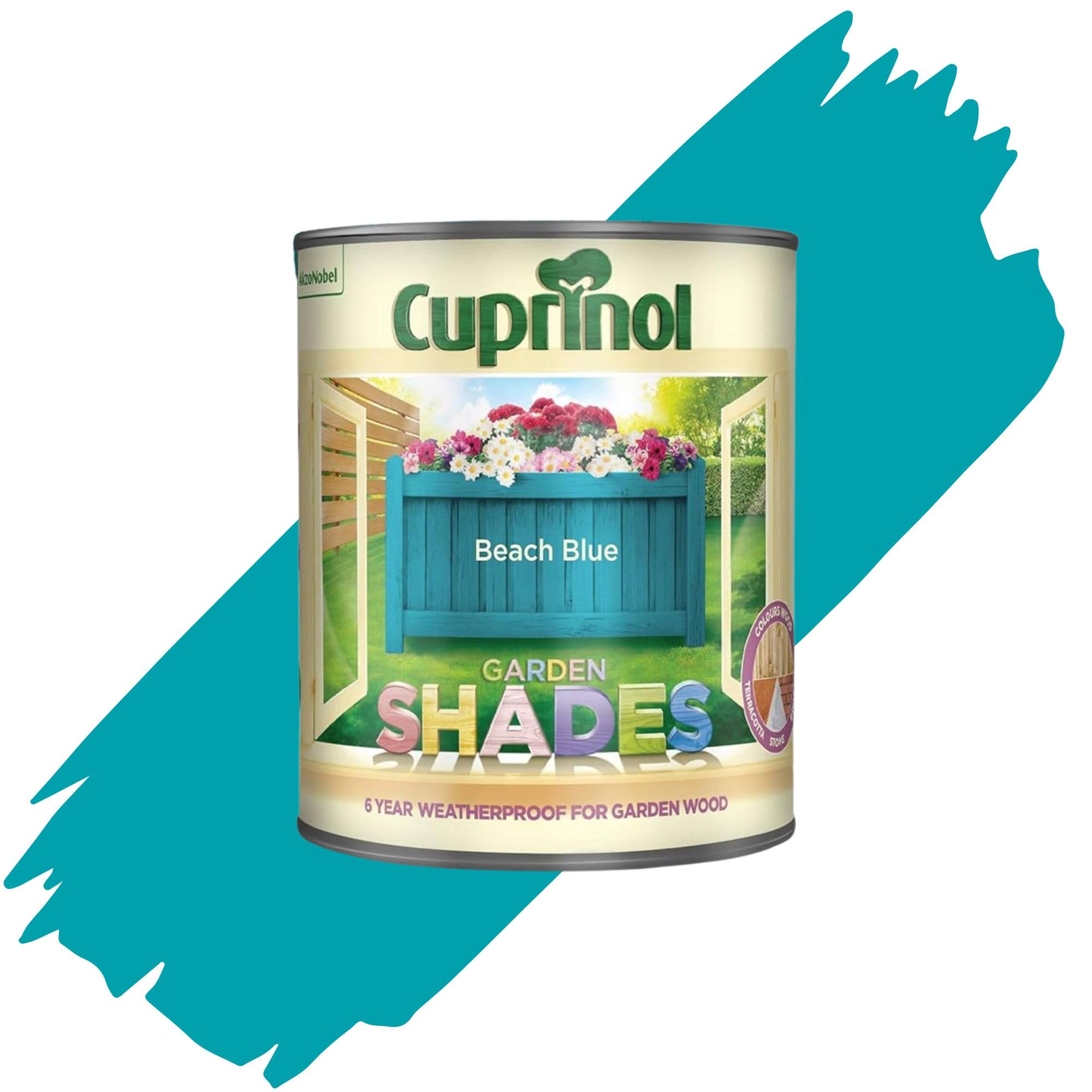 AOC24 2.5L Garden Shades Fence Paint, Outdoor Wood Paint For Garden Sheds, Furniture, Fences, Exterior Wood, Water Based Paints For Outdoor Surfaces, Brick, Pots (Beach Blue)