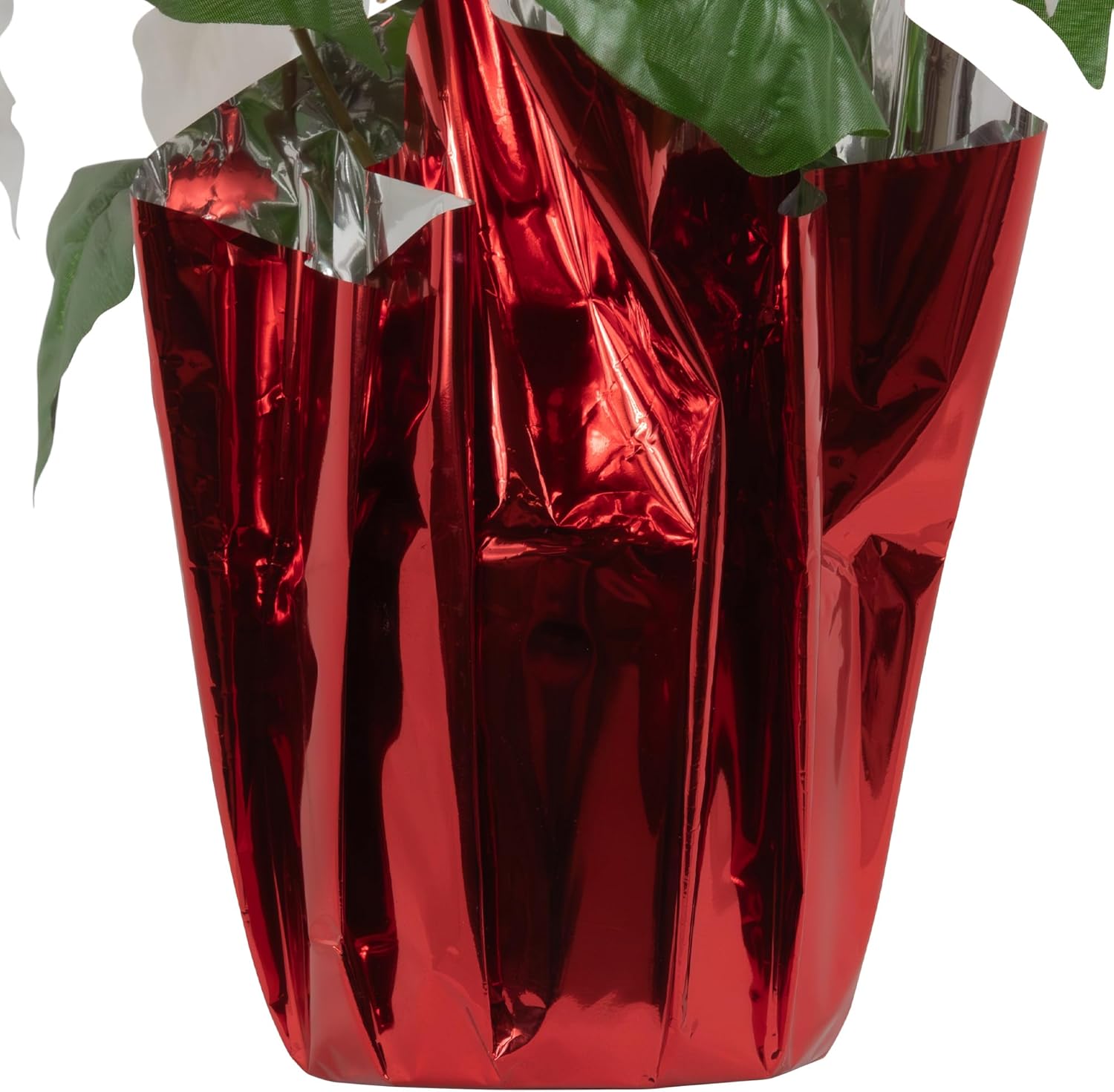 Northlight Artificial Christmas Poinsettia with Red Wrapped Base, 14.5", White