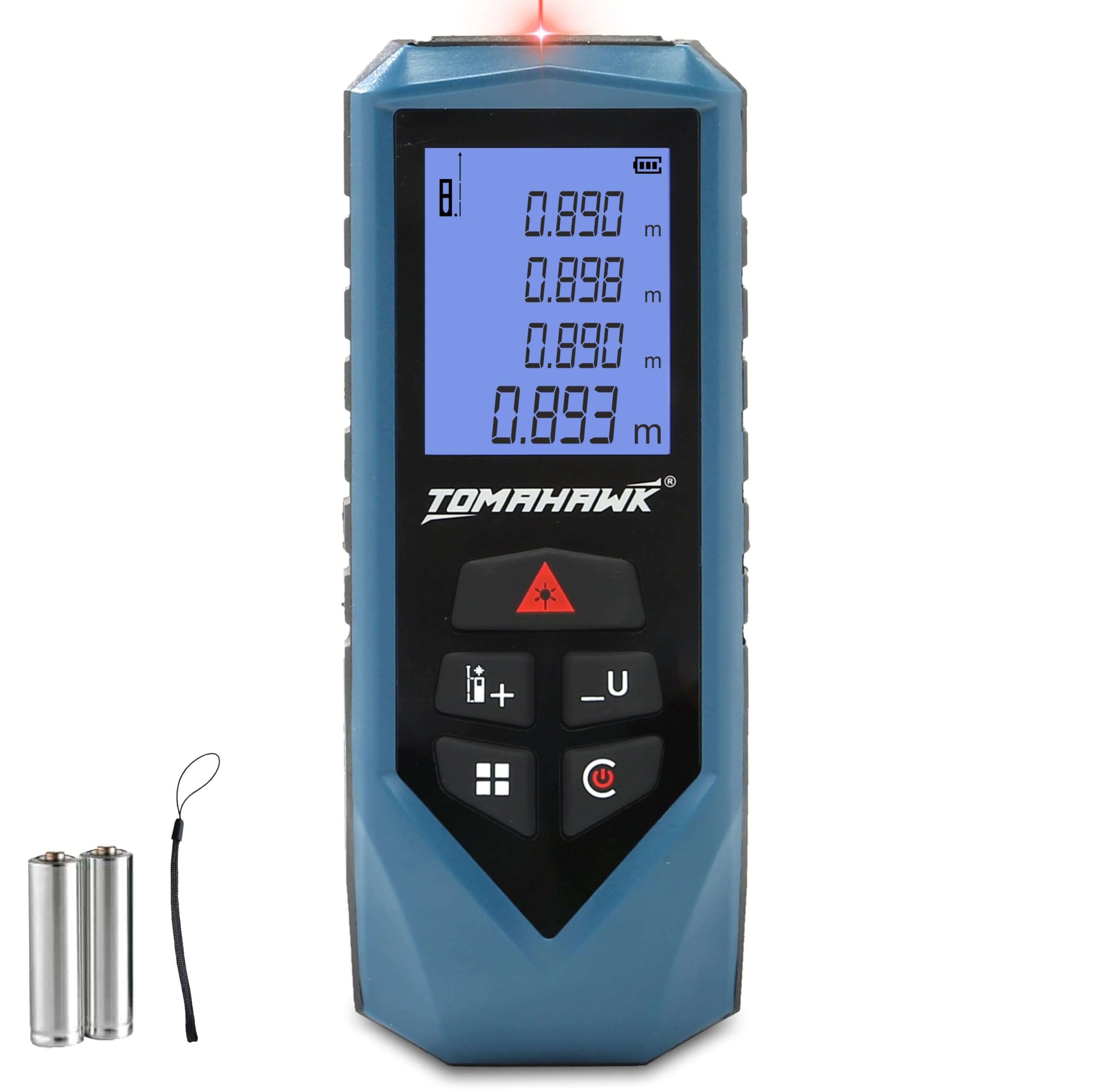 TOMAHAWK® TFR-0800 LT Laser Distance Meter MC 80m RL THK | 80m/260ft Range with Backlit LCD | IP54 Waterproof | Versatile Laser Measuring Device | Dust & Water Resistant | GS & CE Certified