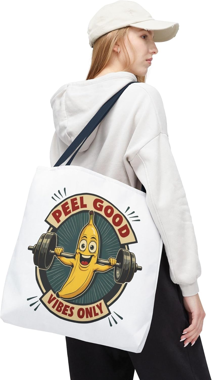 Banana Weightlifting Tote Bag - Motivational, Fitness Gift, Gym Bag, Reusable Grocery Bag, Fun Accessory