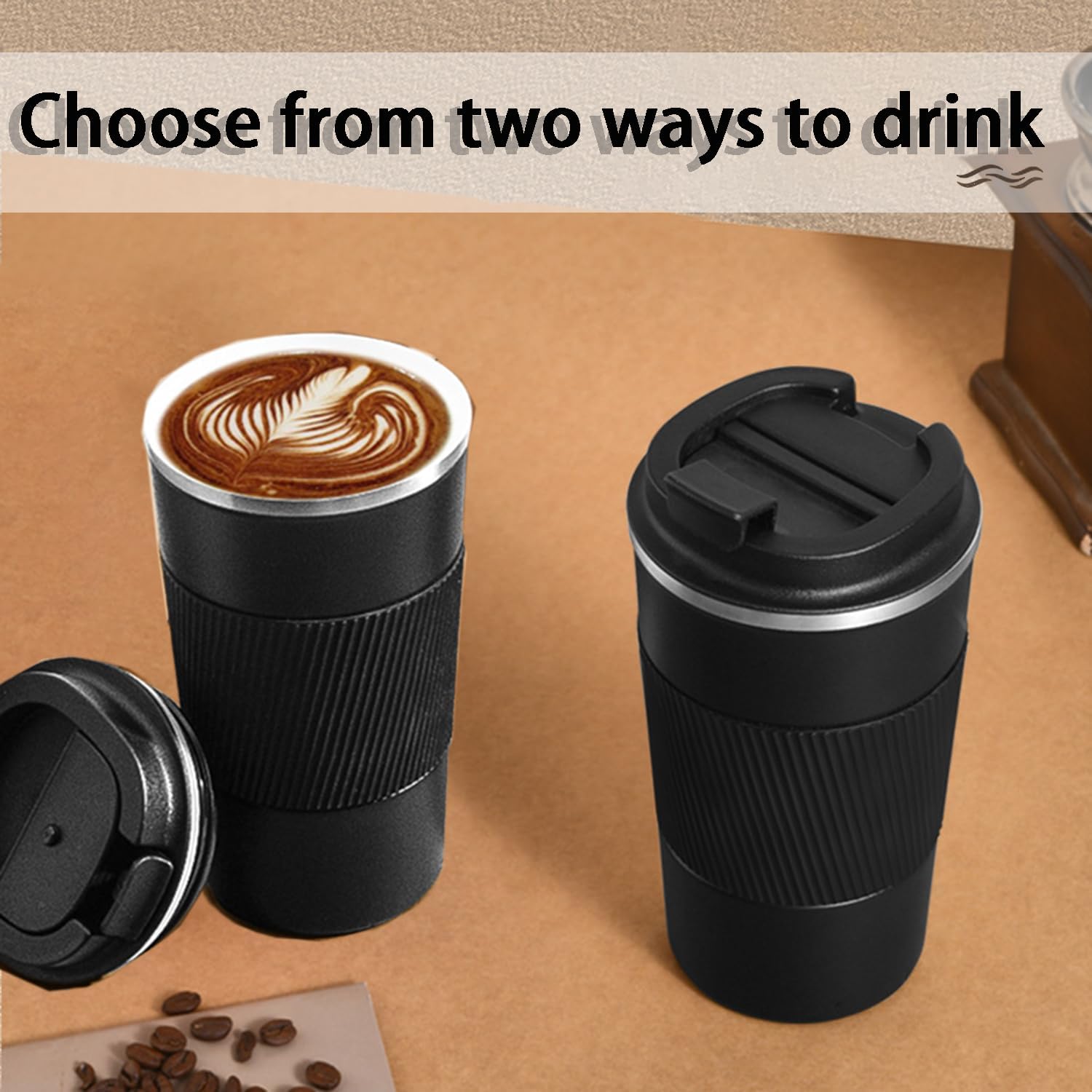 Insulated 18oz Ceramic Coated Coffee Mug with Lid Reusable Portable Stainless Steel Travel Cup for Hot and Cold Drinks Fits Car Cup Holders Unisex for Daily, Travel, and Gifting (Black) - Image 6