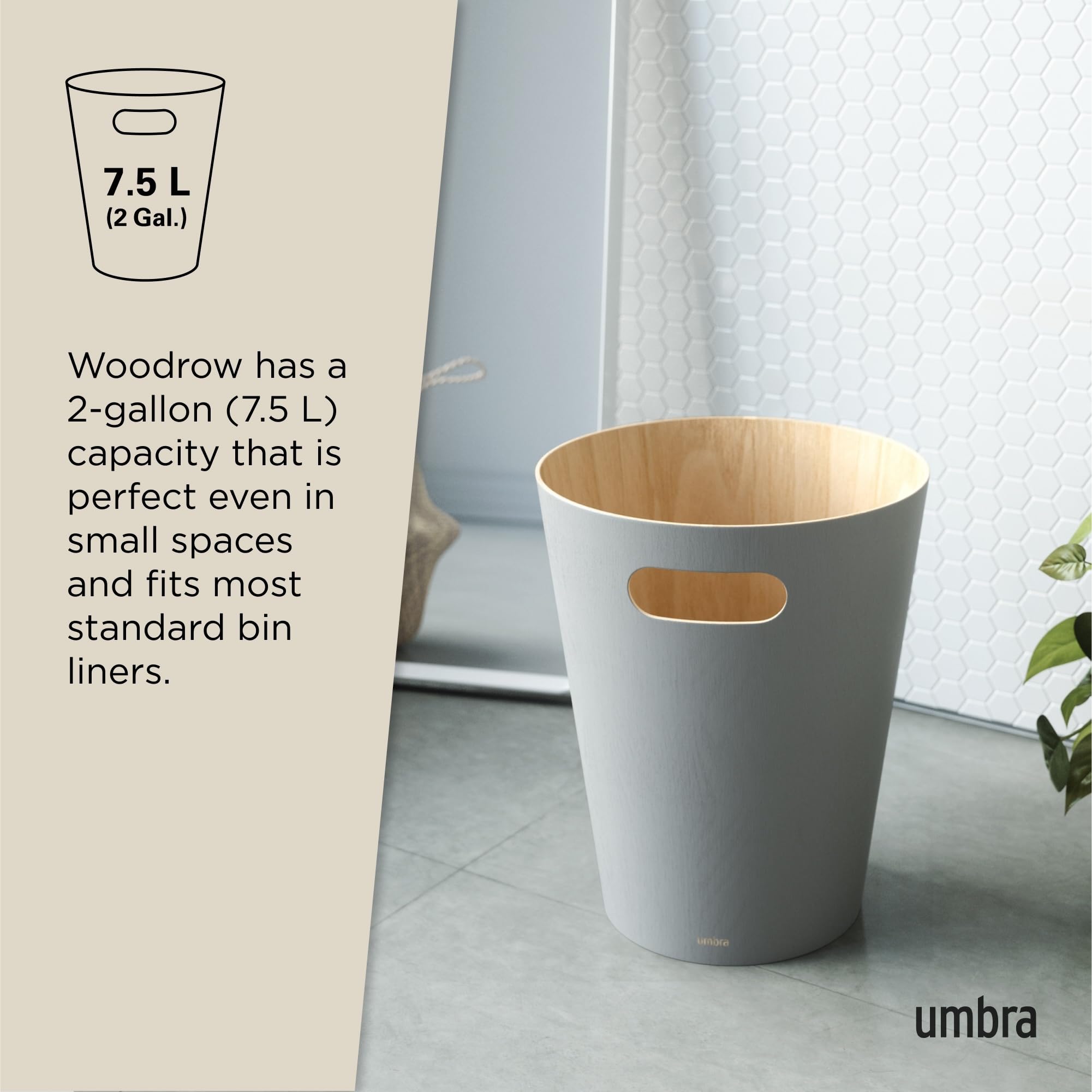 Umbra Woodrow Kosz na Śmieci, Szary