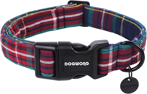 Miniatura 7 de DOGWONG Collar de algodón para perro de Navidad, collar de perro de Papá Noel rojo, duradero para vacaciones, collar de perro lindo collar para