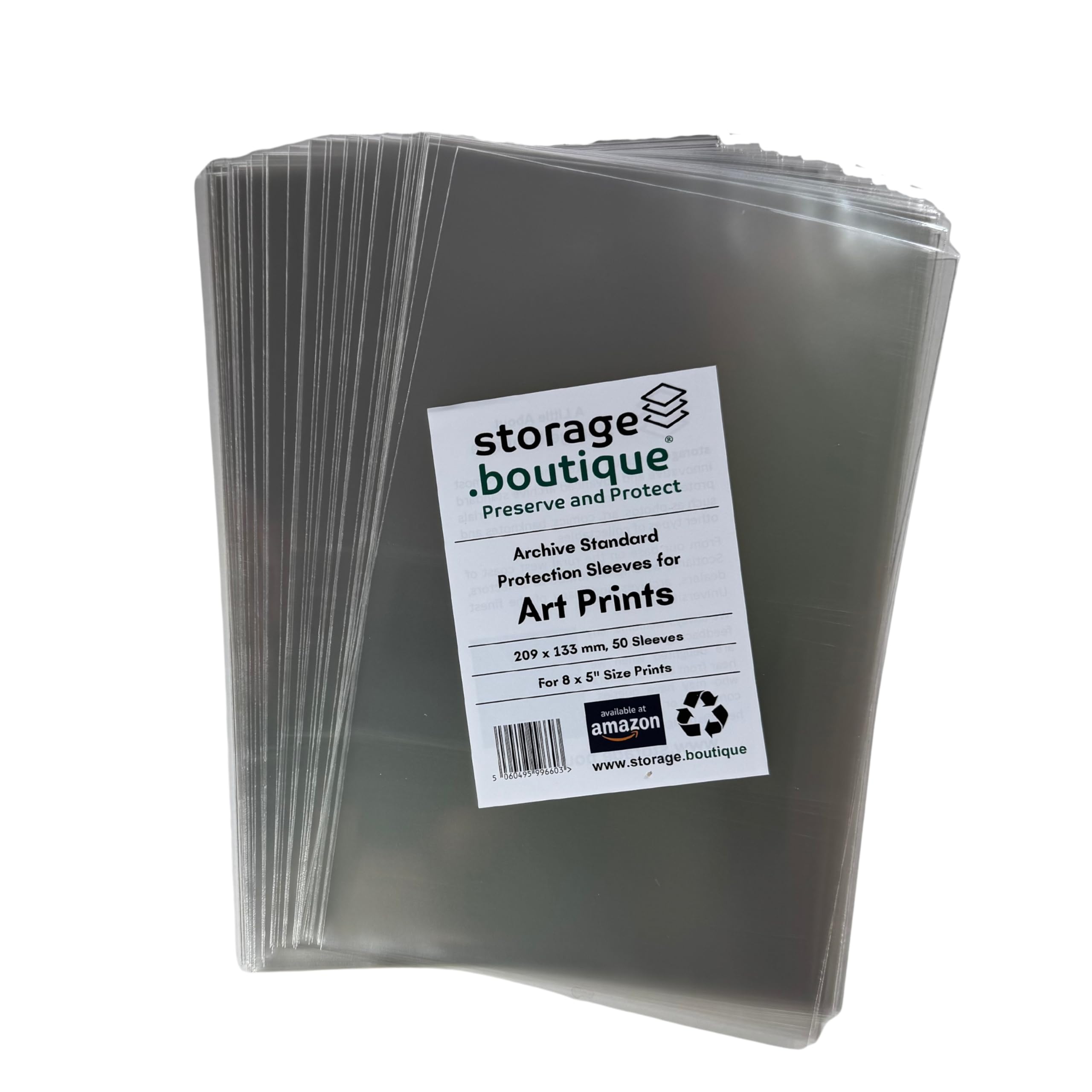 storage.boutique Art Print Protection Sleeves, Archive Standard, Acid Free, 8 x 5 inches, 209 x 133 mm, 50