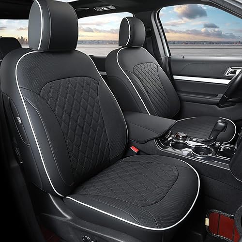 GIANT PANDA Juego completo de fundas de asiento de automóvil de piel sintética de 7 asientos, ajuste personalizado, Ford Explorer 2016, 2017, 2018,