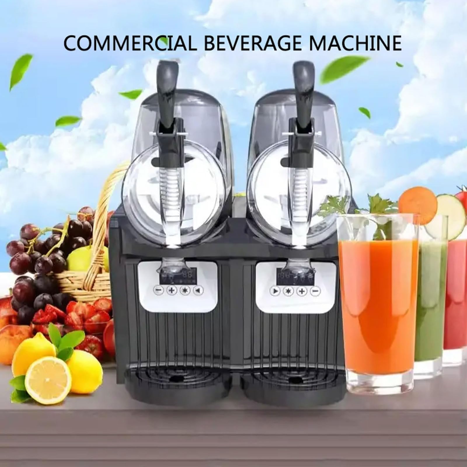 Máquina De Granizado De Hielo Comercial 5l Máquina para Hacer Granizados Comercial 44x37x34 Cm, De Acero Inoxidable 300 W con Agitadores Dobles para Restaurante, Bar