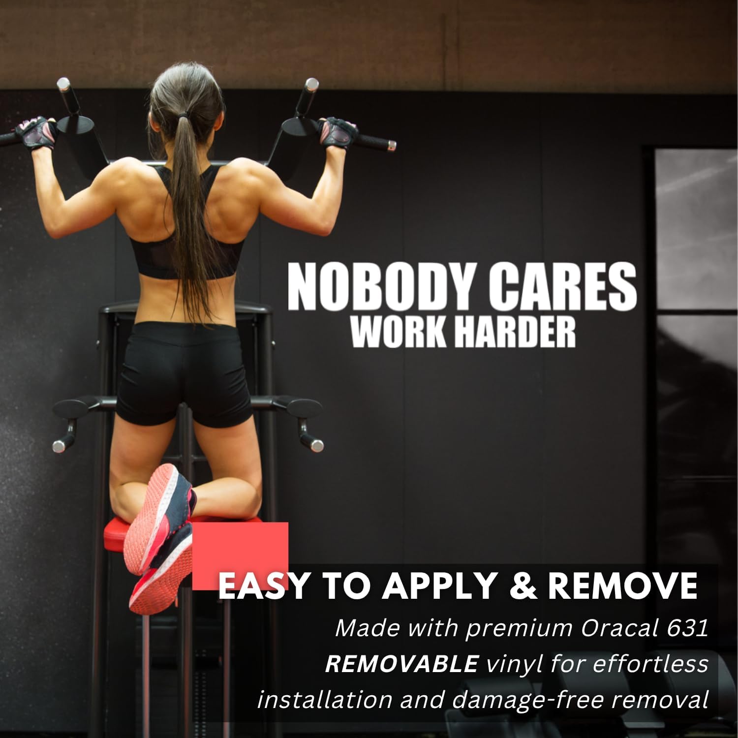 My Vinyl Story - Nobody Cares Work Harder - Inspirational Motivational Wall Decal Sticker Quote Art Decor Positive Saying Home Office Gym, Removable (White, 60x15 inches)