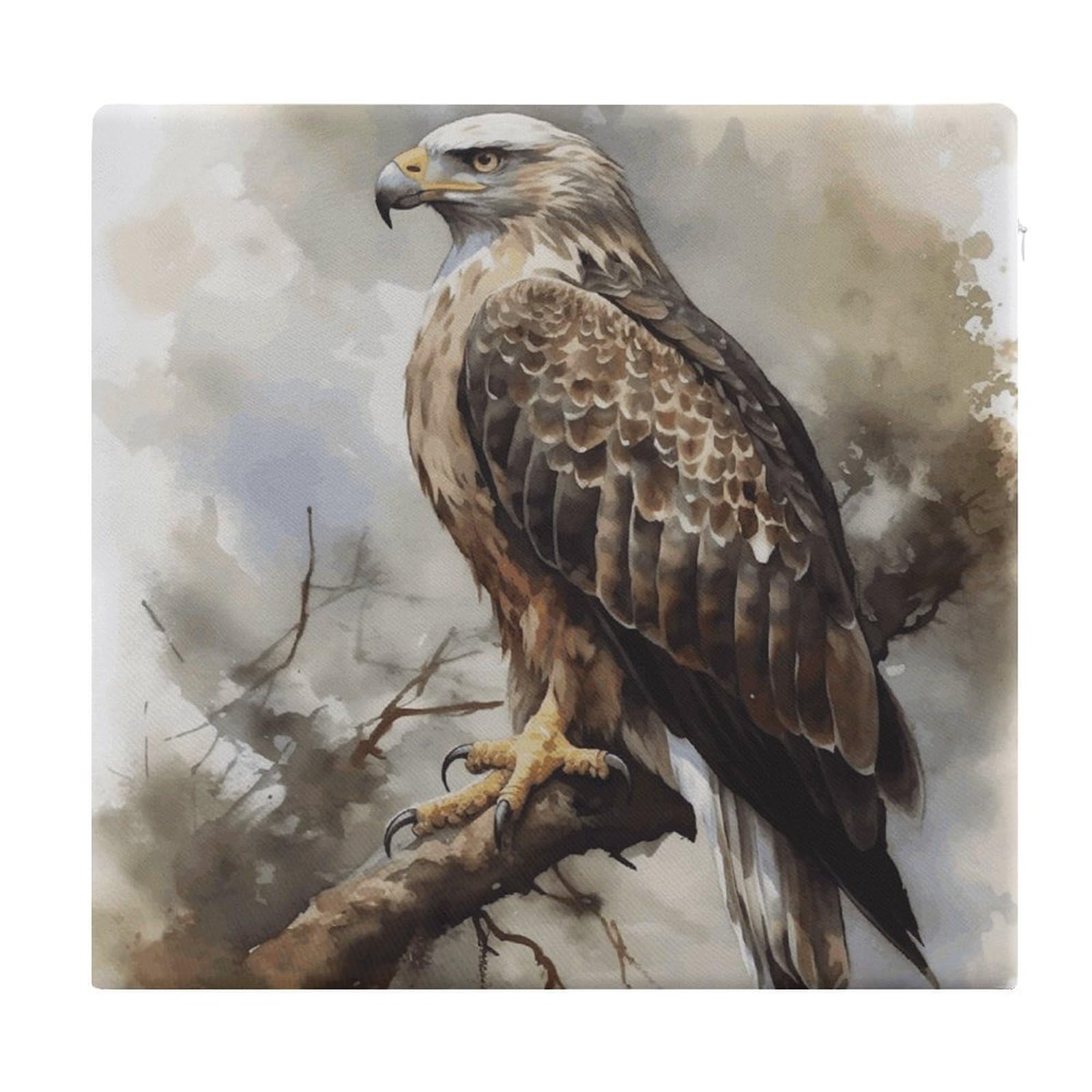 VstaDank Watercolor of Hawk Sitting in The Tree Square Cushion Cute Memory Foam Seat Cushions15x13In Comfort Meditation Floor Pillow Removable Cover Soft Stool Cushion Pillow for Balcony Tatami