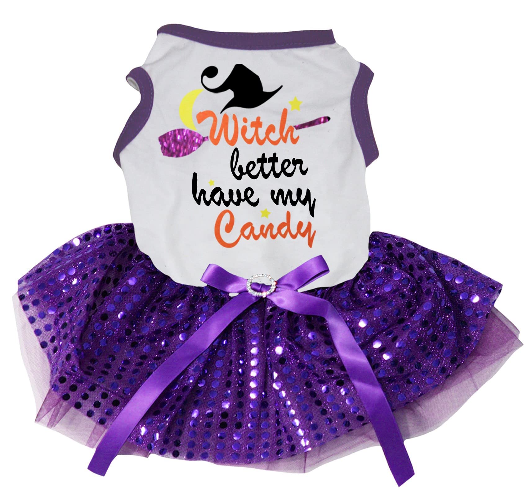 Robe pour chien grande taille XXXL confortable paillettes violettes et blanches