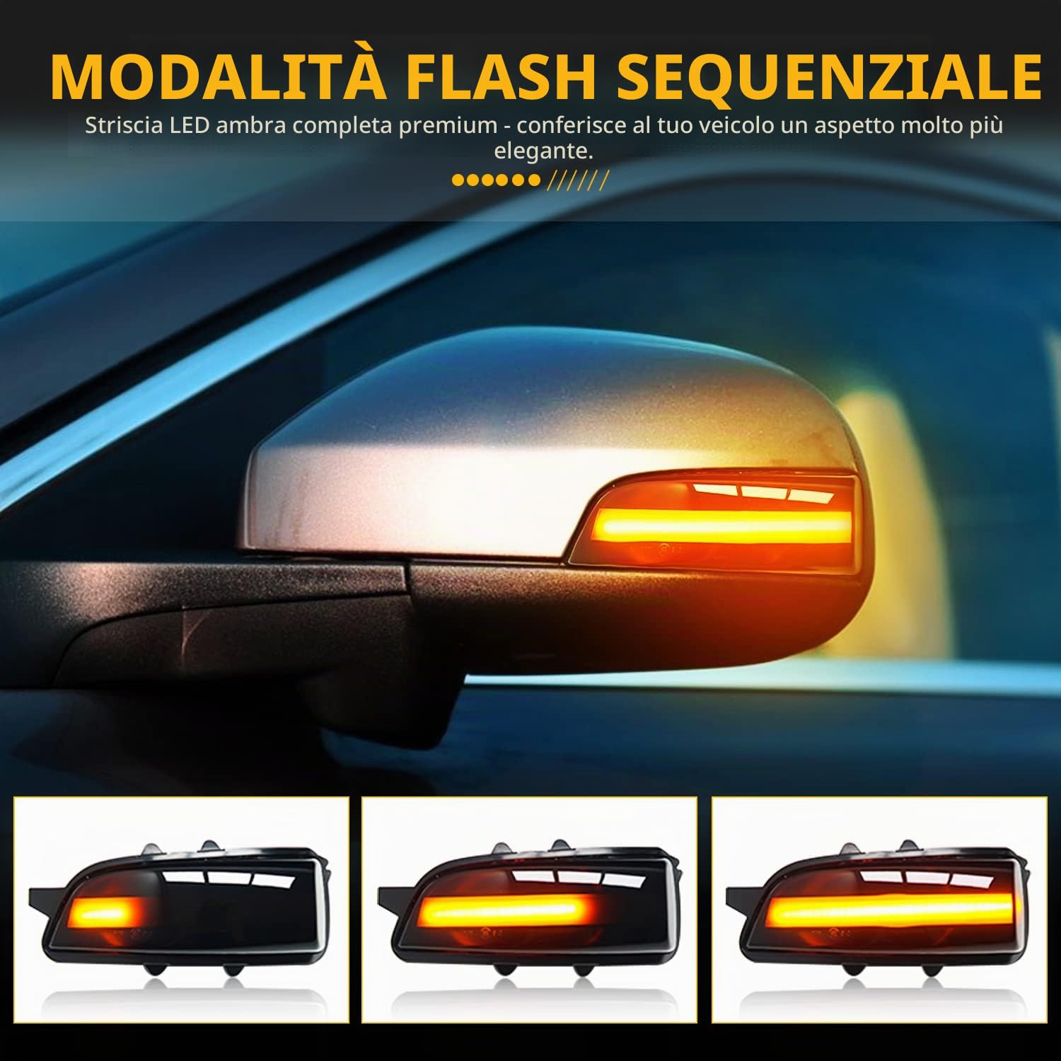 Indicatori LED Dinamici Indicatori di Direzione Lampada Sequenziale Side Maker Mirror Compatibile con Volvo C30 C70 S40 V40 V50 V70 S60 S80 31111090, 31111102, 2 pezzi