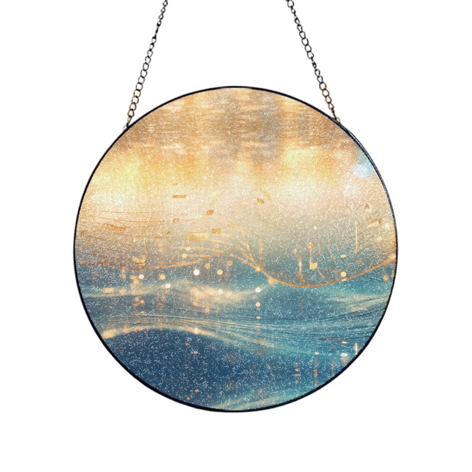 Phayah Phonogram Print Glass Window Hanging Sun Catchers Suncatcher Decor For Birthday For Home Garden Porch 12in（30cm）