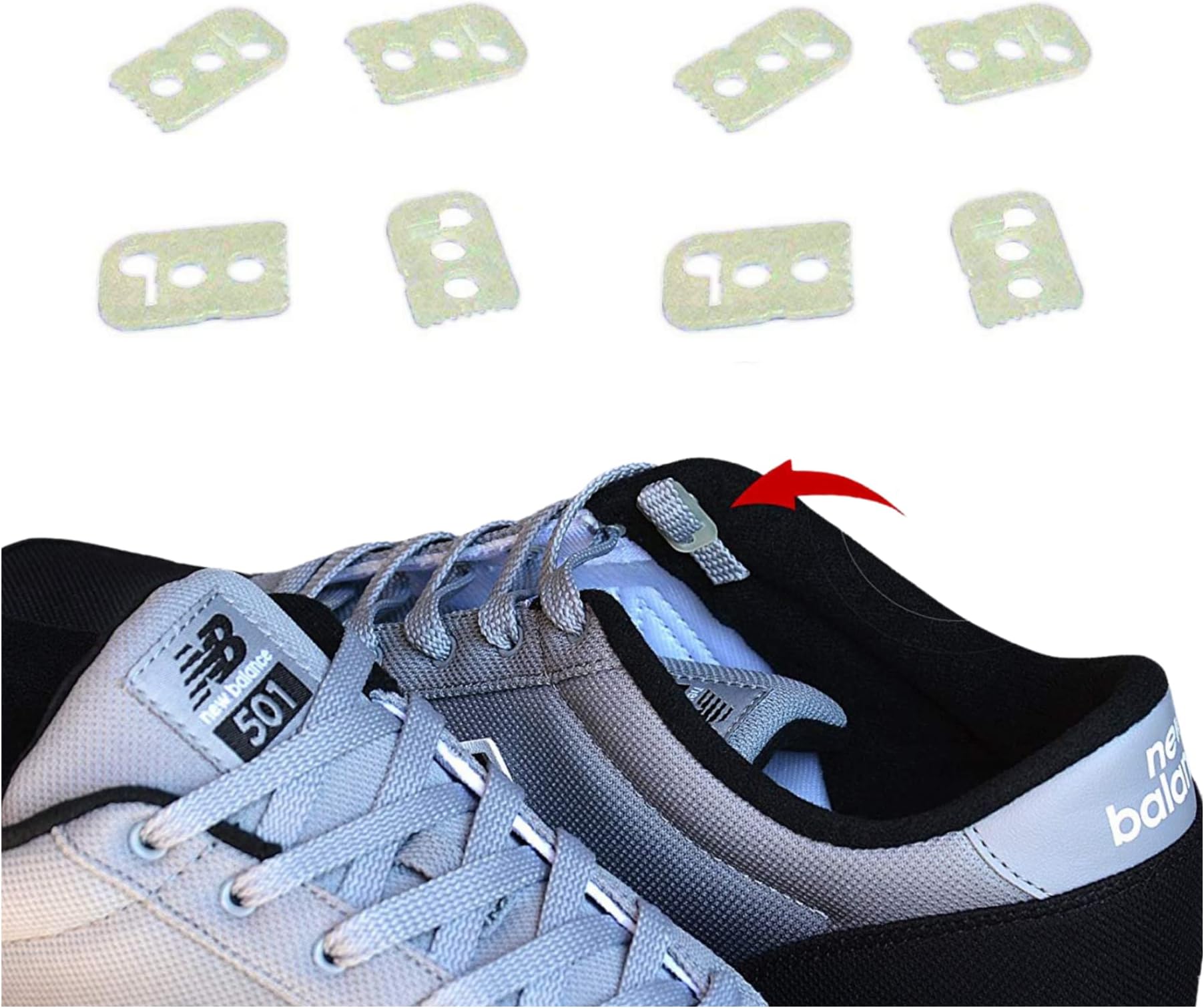 No Tie Shoelace Locks - Lace Anchors 2.0 - Never Tie Your Shoes Again(Completes 2 Pairs of Shoes)