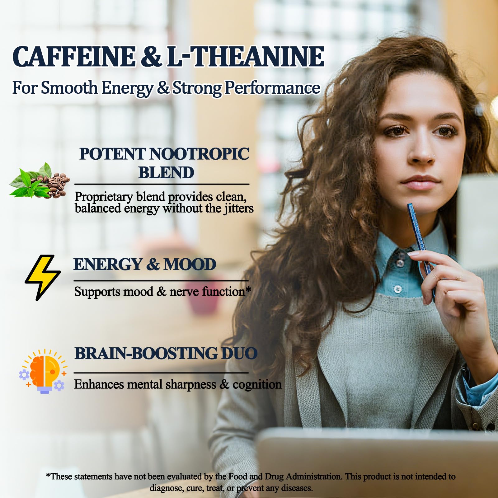 WellVeraVida L Theanine Caffeine Liquid Drops, High Potency L-Theanine 100mg w. Caffeine Vitamin B12 B6, Natural Nootropic Brain for Smooth Energy Focus Alertness, 6X Stronger Than Pills Powder Gum — Amazon image 4