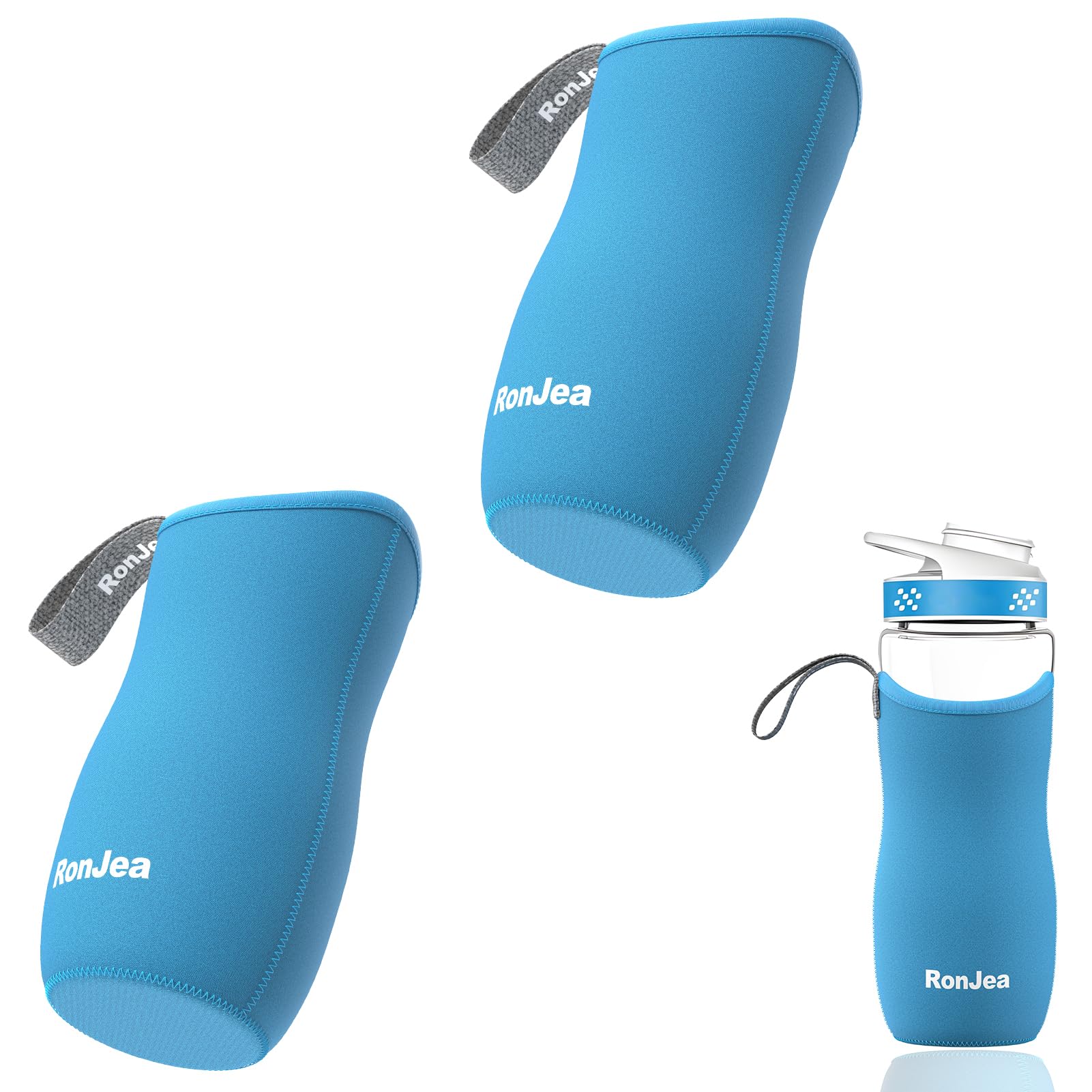 2Pcs Sleeve for 16oz Cirkul Water Bottle, Neoprene Sleeve to Keep Your Water Cold & Protect Your Bottle, Compatible with 16oz Plastic & Stainless Steel Cirkul Water Bottles (Blue)