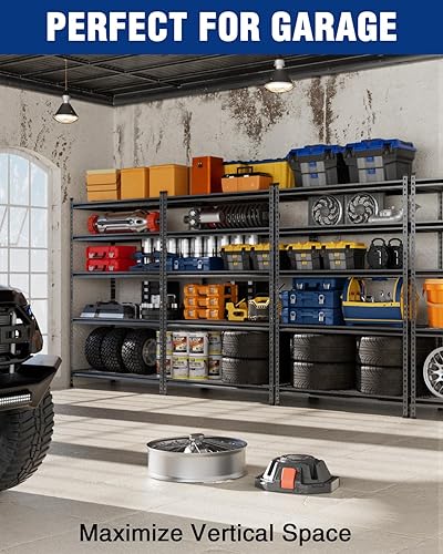 Vista 6 de WORKPRO Estante de almacenamiento de metal resistente de 5 capas, 48 pulgadas de ancho x 24 pulgadas de profundidad x 72 pulgadas de alto, unidad