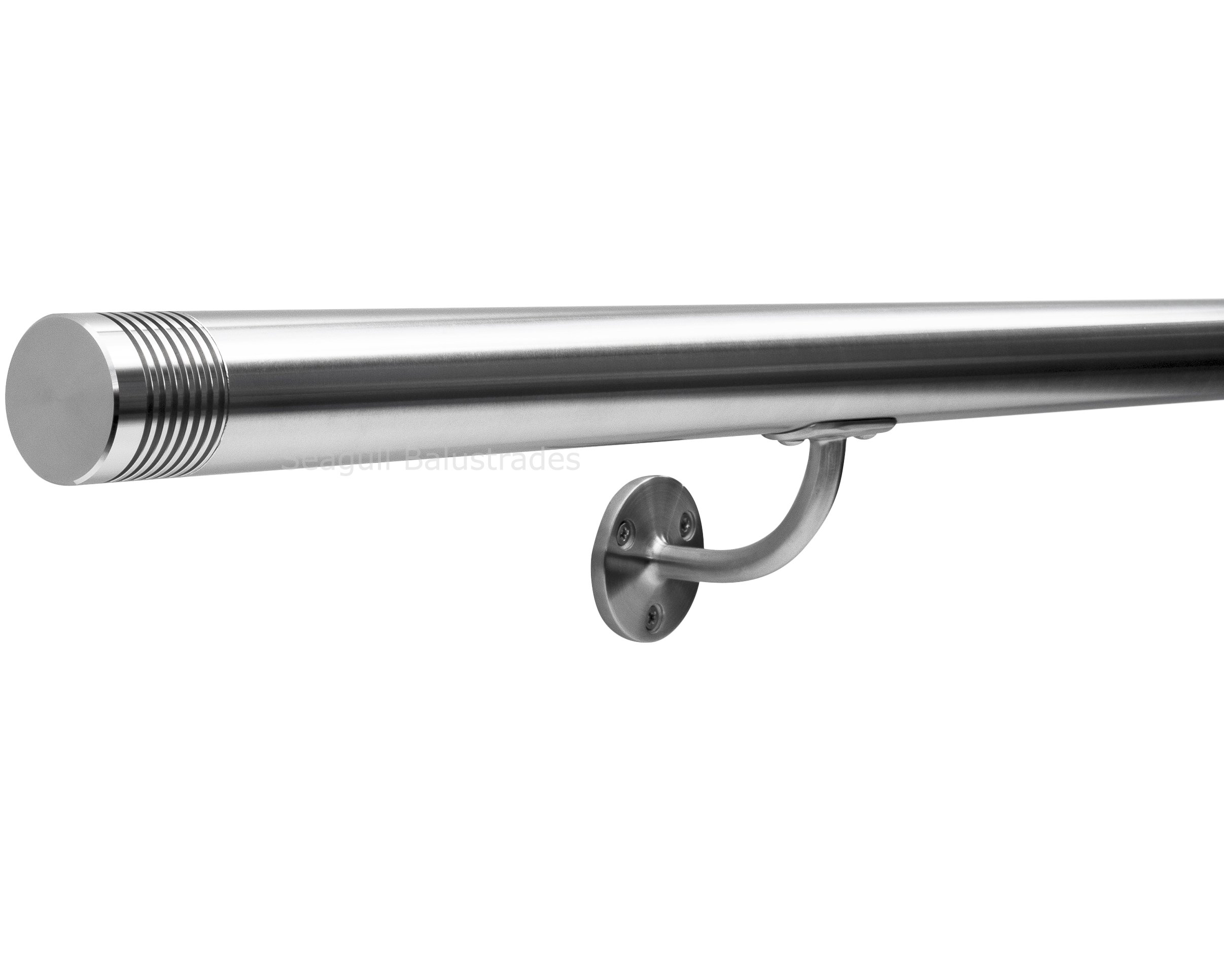 Seagull Balustrades Satin Brushed Polished Stainless Steel Handrail for Stairs - Select Length - Pre-Assembled Stair Banister with Multi-Groove End Caps
