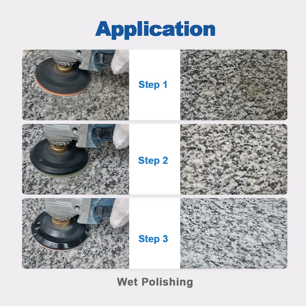 HIGHDRIL Diamant-Polierpad-Set für trockene und nasse Diamant-Polierpads, 18 Stück/6 Sets 10,2 cm 3-stufige Schleifpads (#100x6#400x6#1500x6) für Granit, Marmor, Kunststein