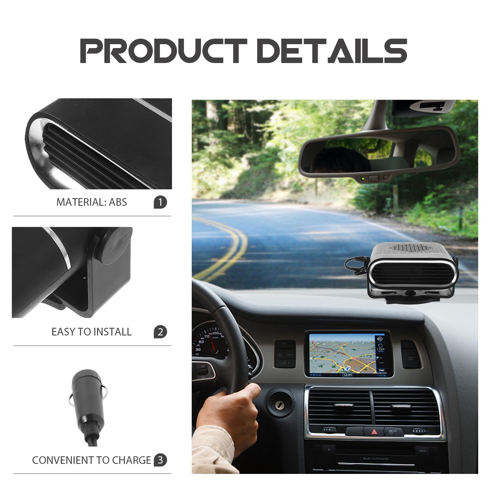 Calentador de Coche Calefactor para Parabrisas Desempañador Automático para Vehículos Calefactor Portátil para Coche para Uso Invierno