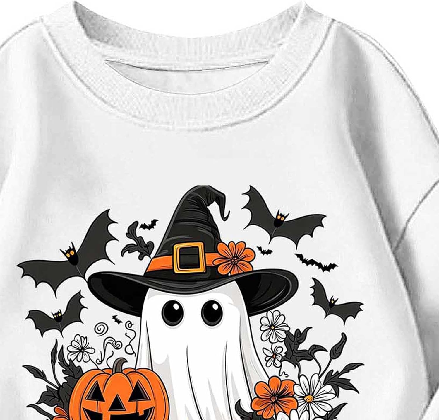 Cute Halloween Ghost Witch Hat Sweatshirt Girls Pullover Tops