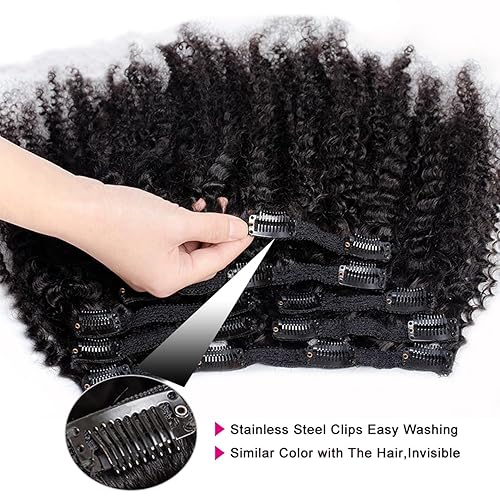 Miniatura 6 de VTAOZI Afro Kinky Curly Clip in Hair Extensions Real Human Hair for Black Women Brazilian Kinky Curly Human Hair Clip in Extensions 7Pcs with