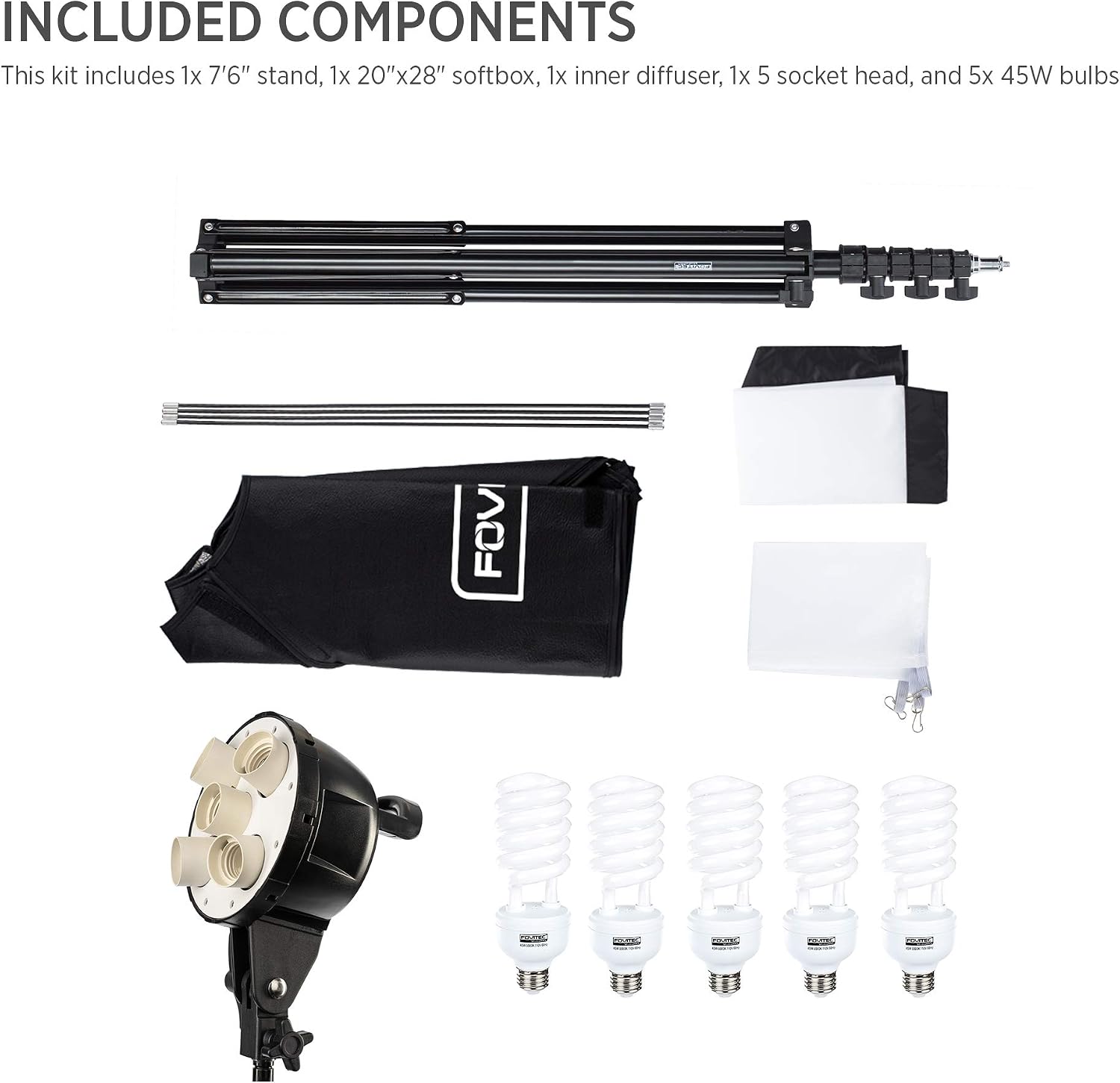Hоt Dеаlѕ Fovitec 1-Light 1000W Fluorescent Studio Lighting Kit, 20x28 Softbox, Light Stand and Lamps for Portraits, Product Photography, and Live Streaming Exсluѕіvе Dіѕсоunt 80% оƒƒеr Fovitec 1-Light 1000W Fluorescent Studio Lighting Kit, 20x28 Softbox, Light Stand and Lamps for Portraits, Product Photography, and Live Streaming