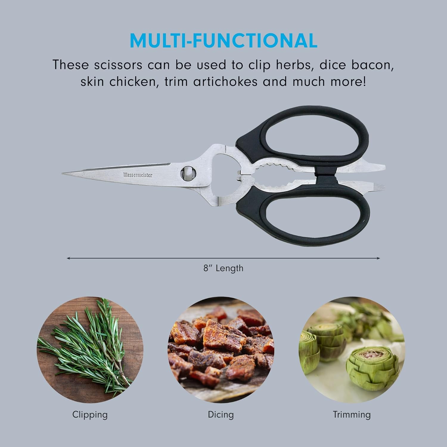 Mermeister 8-Inch Take-Apart Kitchen Scissors, Bla - Includes