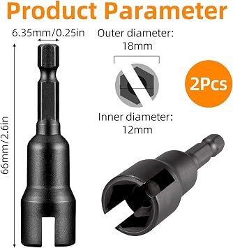 Wing Nut Driver, 2Pcs, 1/4 Inch Hex Shank Drill Bit Socket for Panel Nuts