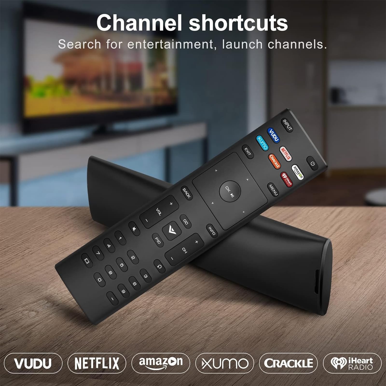 Paquete de 2 controles remotos para Vizio Smart TV con funda protectora (negro oscuro)
