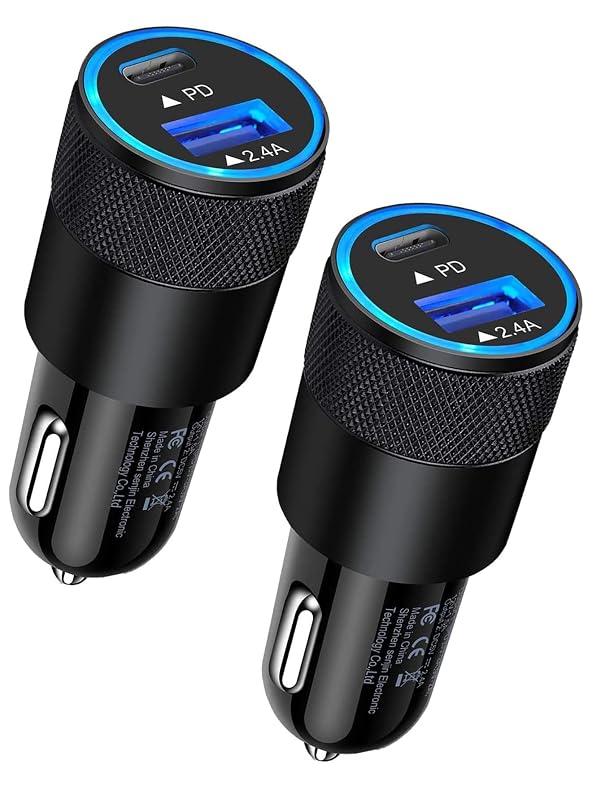 Carregador Veicular AILKIN 30 W com USB-C PD3.0 e USB Type A, Preto, Kit com 2 unidades