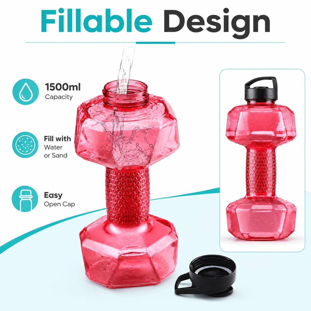 Lot de 2 Haltères de Natation, Haltères Remplissables à L'eau, Haltères pour Exercices Aquatiques, Poids D'eau pour Exercices en Piscine, Haltères de Fitness Aquatique, équipement de Sports Nautiques