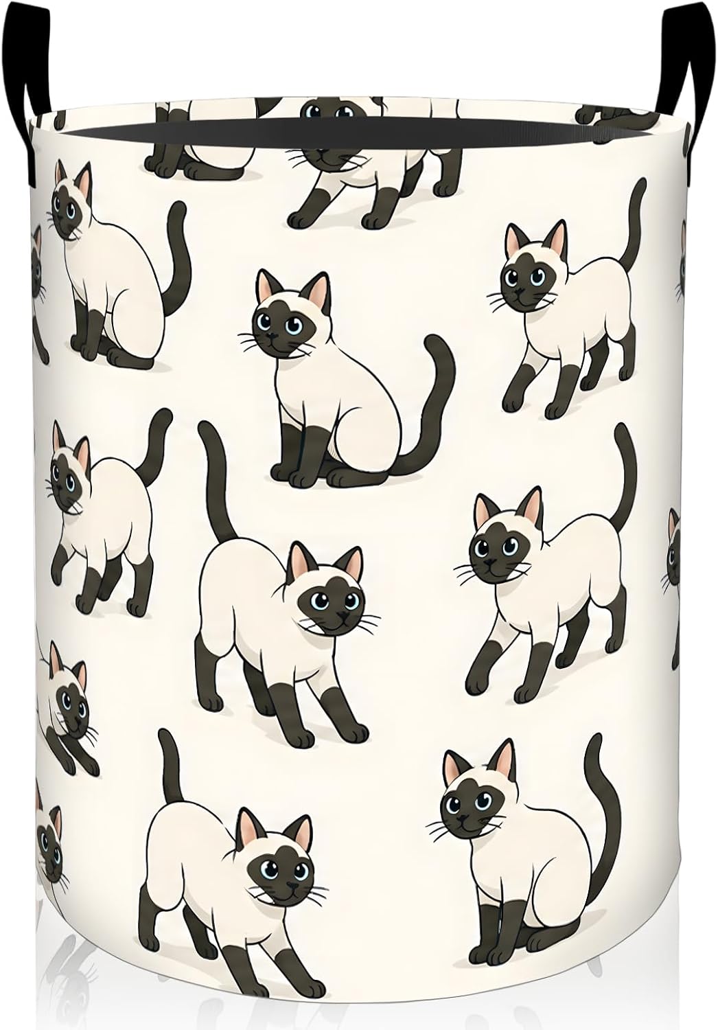 Siamese Cat Laundry Basket,Waterproof Collapsible 19.7x15.7 Inches