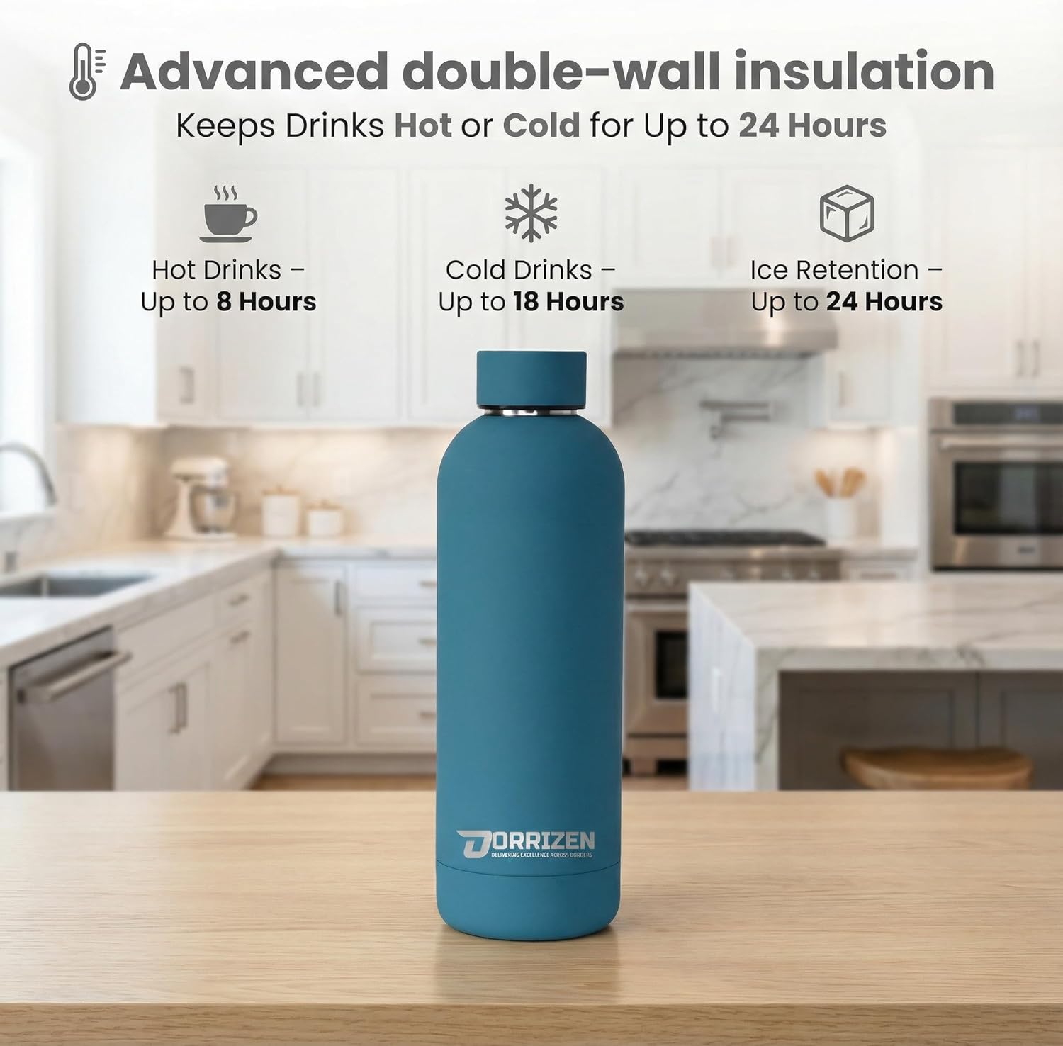 17oz Stainless Steel Insulated Water Bottle – Narrow Mouth Sports Flask, Double Wall Vacuum Travel Flask, Leak-Proof Reusable BPA-Free Cold & Hot Drink Bottle for Gym (Aqua Blue) - Image 8
