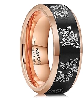 Till Death Men Wedding Band in Rose Gold, 8mm Stainless Steel Wedding Ring for Men, Rose-Gold Wedding Ring Polished Corrosion-Resistant Till Death Ring Comfort Fit Size 7-12