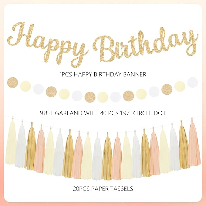 Kit Decoración Fiesta Bohemian Banderín Pompones Abanicos Gu miniatura 3