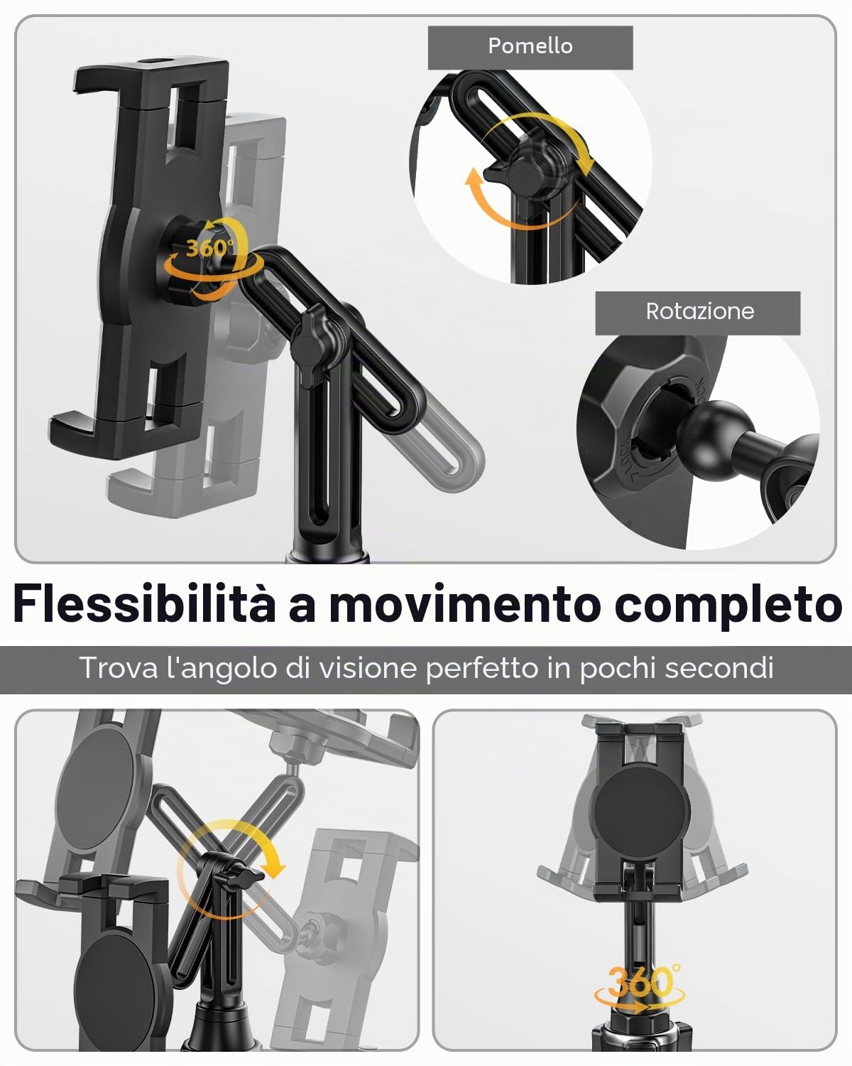 Supporto Tablet Auto Portabicchieri, Porta Tablet & Telefono Tazza Camion con Braccio Regolabile, per iPad PRO 12.9 10.5 9.7 Air Mini 5 4 3 2, Samsung Tab, iPhone 12 PRO Max e 4-13 Pollice