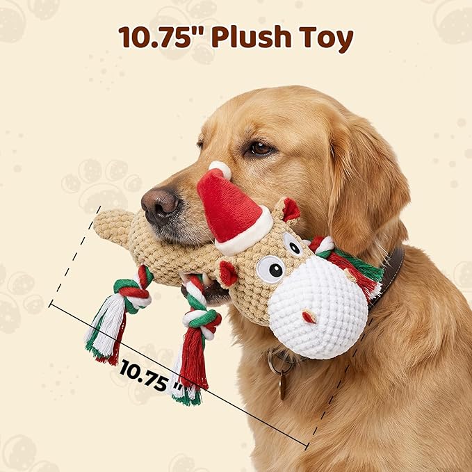 Juguete para Perro Hipopótamo Navideño con Chirriador y Papel Crujiente miniatura 5