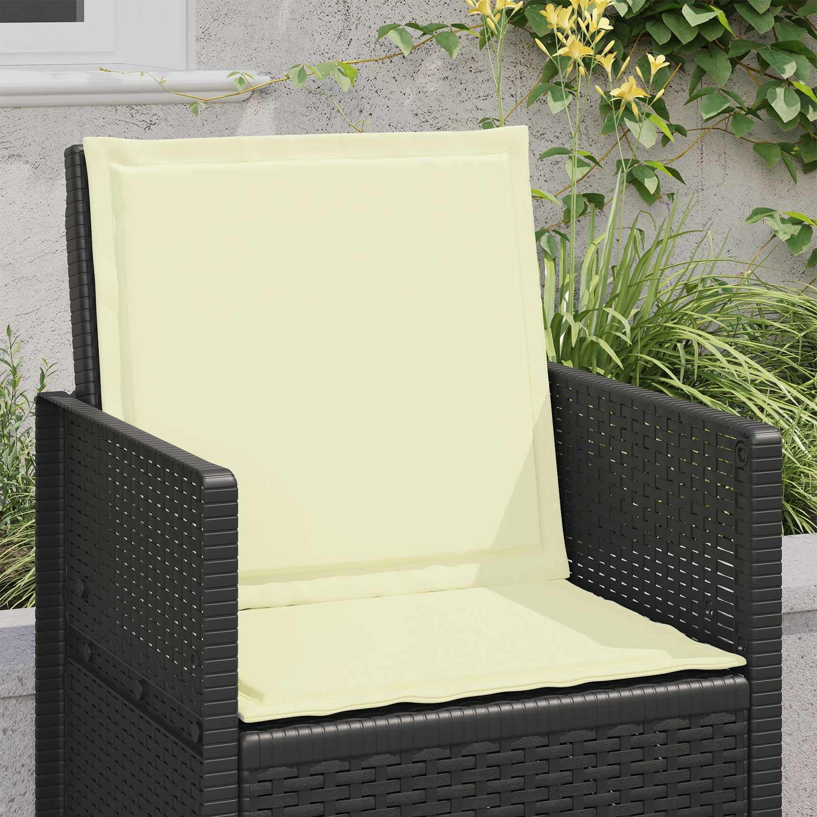 4 cojines de asiento y respaldo de poliéster, 47 x 45 x 2 cm, resistentes a la intemperie y lavables para jardín, terraza, balcón, oficina, con cintas antideslizantes, diseño ergonómico para