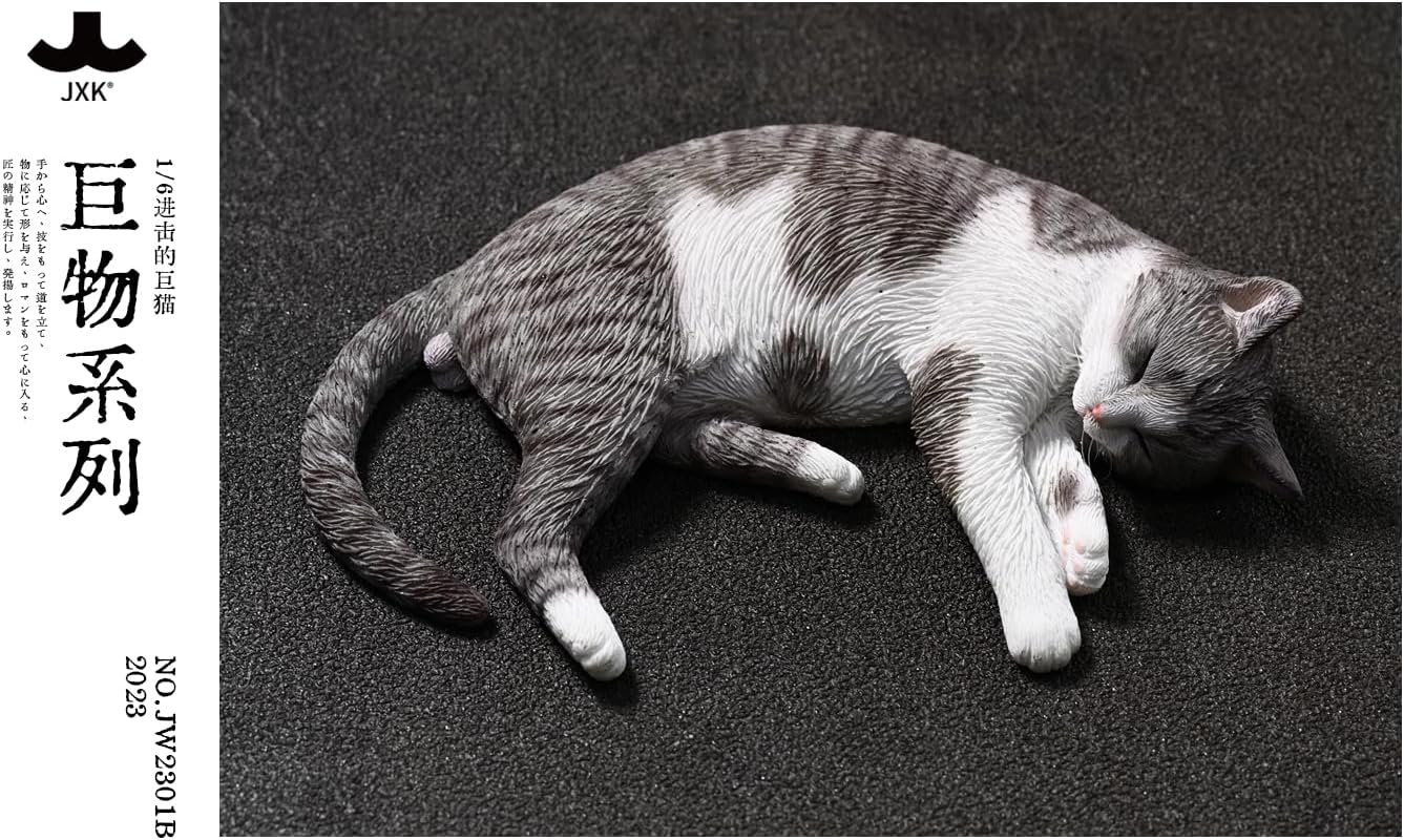 JXK Resin Sleeping Cat Statue Cat Figurine Diorama for Table Decor Durable Polyresin with Intricate Details Gifts for Cat Lovers
