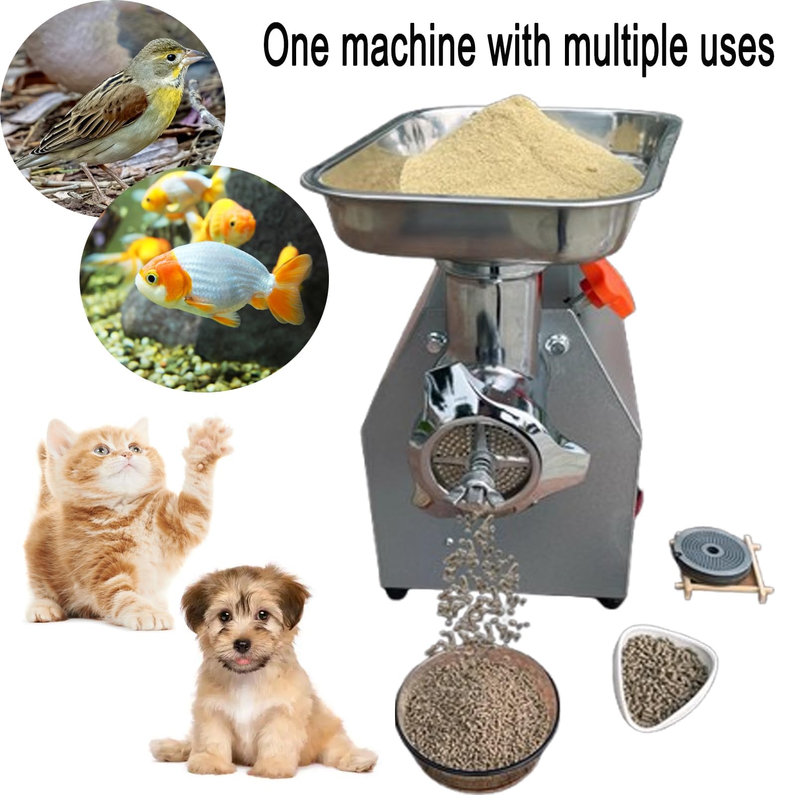 Elektrische Pelletmühle Futterpelletmaschine mit vergrößerter Materialwanne, Pellet-Maker für die Herstellung von Katzen-, Hunde-, Vogel-, Fischfutter