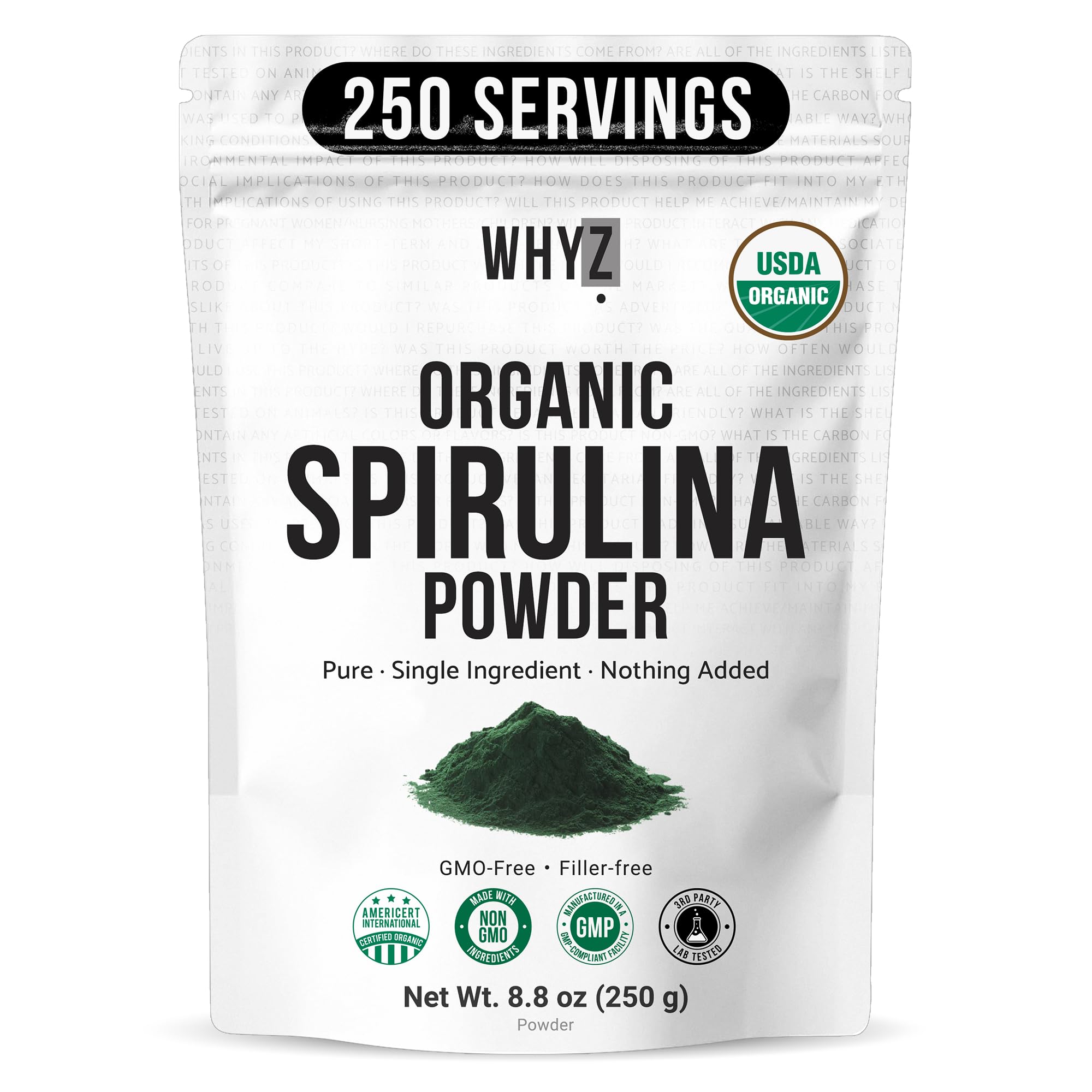 Amazon.com: WHYZ Organic Spirulina Powder, 250g, Protein-Rich