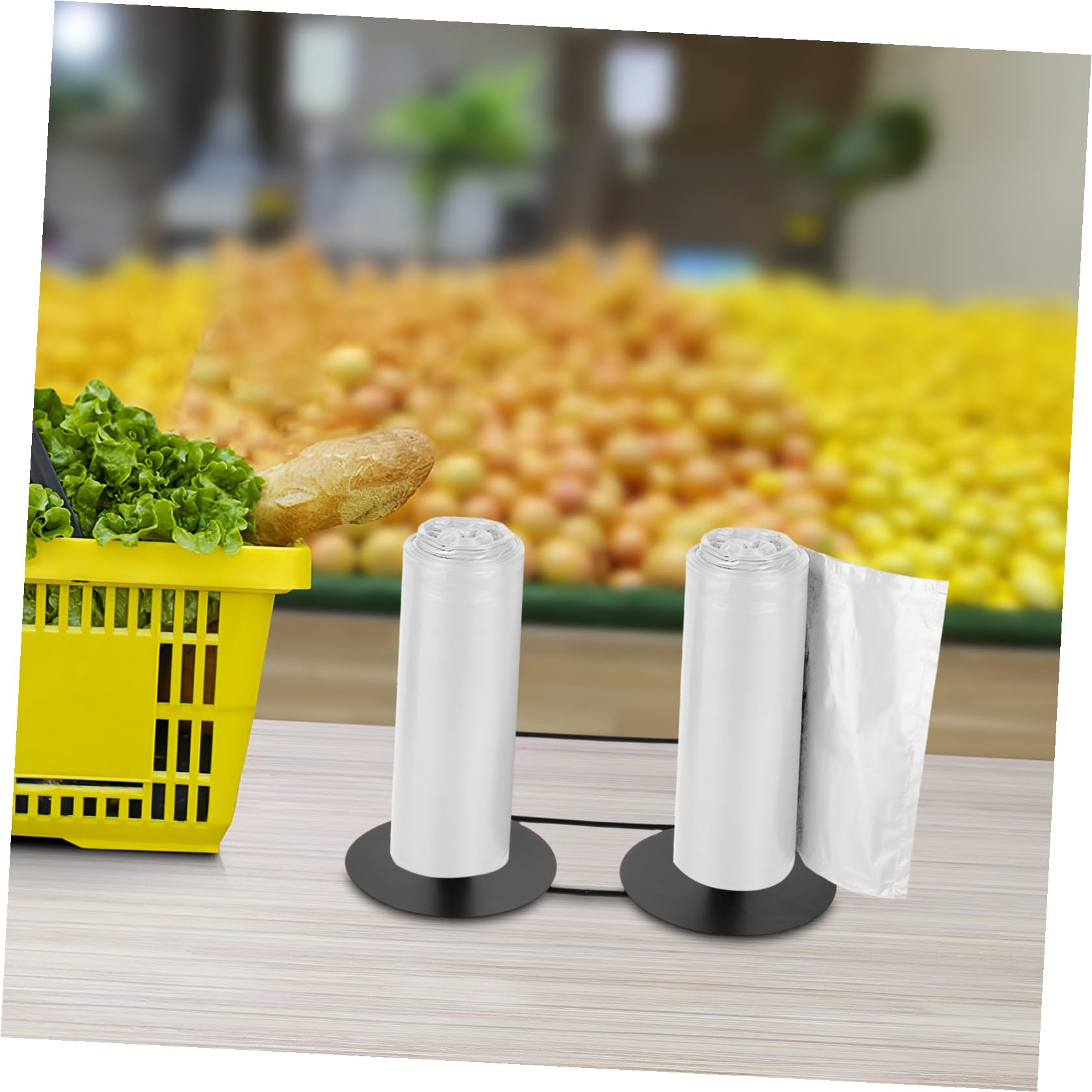 Organizador para Bolsas de Plástico Doble Cabezal de Acero Inoxidable, Soporte Colgante Adaptable para Supermercados y Comercios Montaje Sencillo
