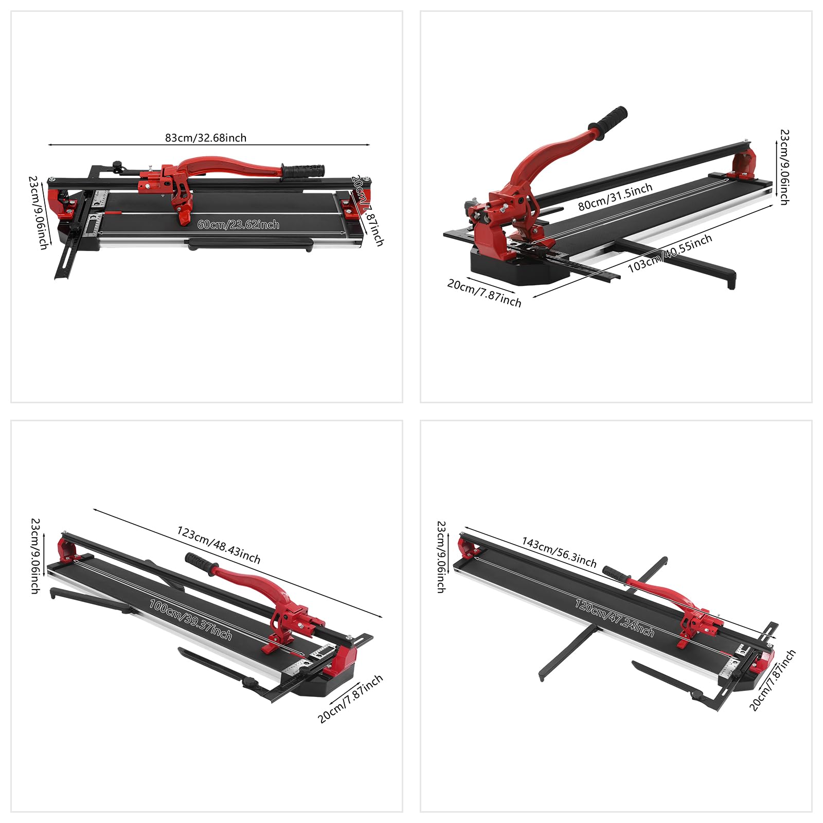Tagliapiastrelle manuale 600/800/1000/1200 mm con funzione a infrarossi, tagliapiastrelle in lega di alluminio per tagli di precisione (800 mm)
