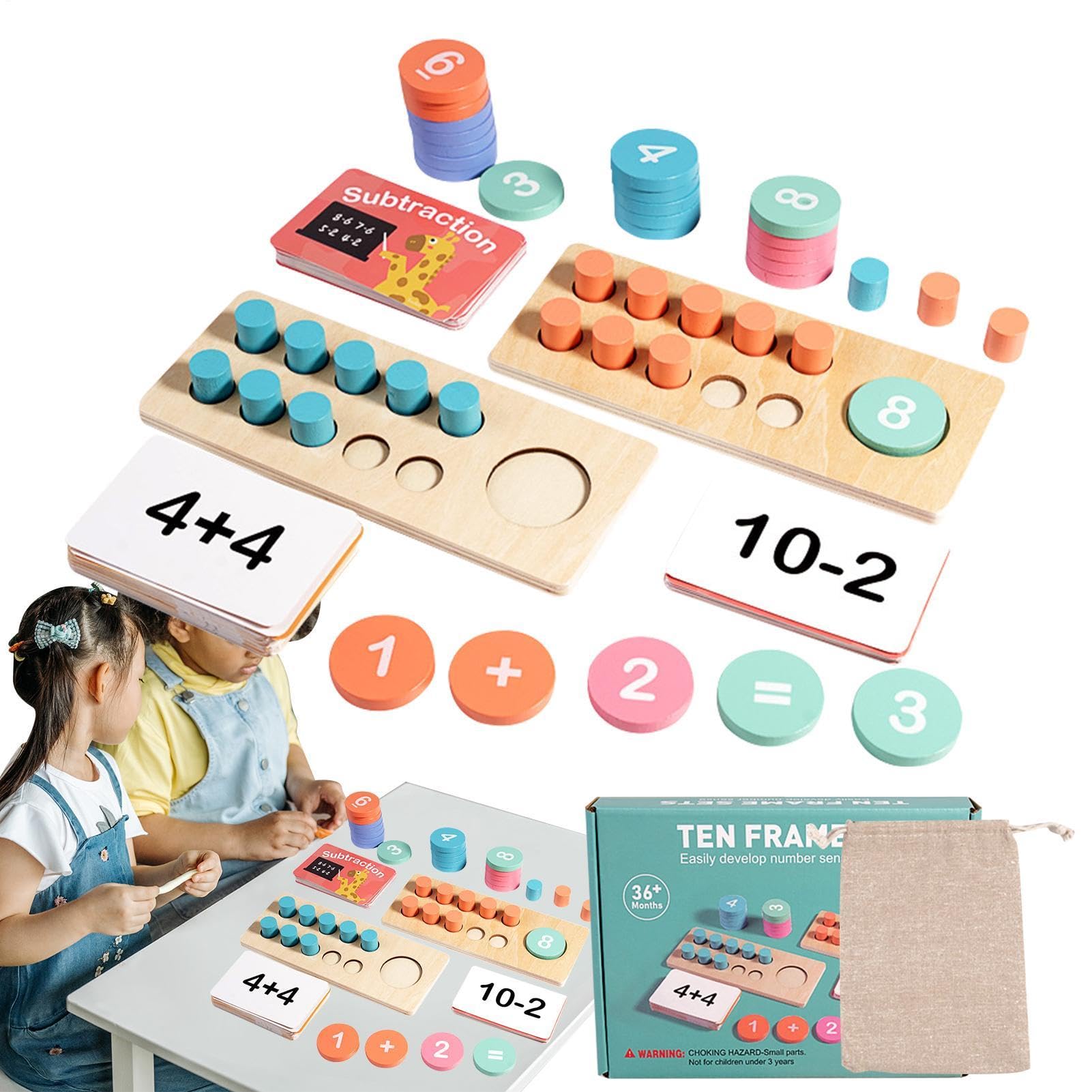 Mathematisches Set aus Holz mit Rahmen, Holzbrett mit Rahmen, mathematische Manipulationsplatte, mathematischer Rahmen zum Zählen von Zahlen für den frühen Grundschulunterricht