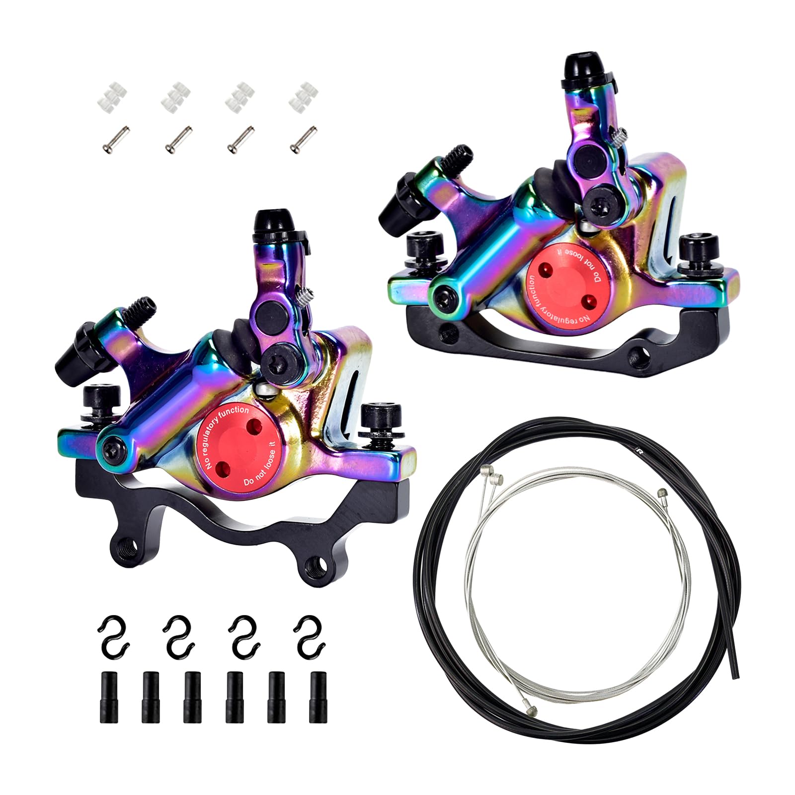 HSOKEW Hydraulic Brake Caliper, HB-100 Line Pulling Hydraulic Disc Brake Calipers Alloy Mountain Bike Hydraulic Disc Brakes Front Rear Caliper Brake Cable Set for MTB, Mountain Bike, E-Bike